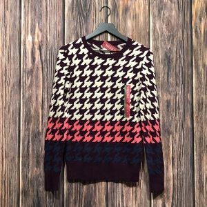 Merona Maroon houndstooth sweater M NWT